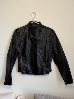 M0851 Black Leather Women's Jacket - Sleek Moto Style corset